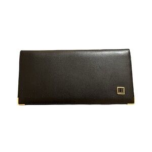 Dunhill *Mint*Smooth Black Leather Long Bifold Clean Wallet Mens/Womens Unisex